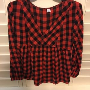 Old Navy Black & Red Checked Blouse!